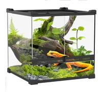 PawHut Terrarium pour reptiles Terrarium en verre 24L Reptile Boîte d'alimentation avec aération frontale, fermeture rotative anti-évasion