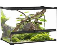 PawHut Terrarium pour reptiles Terrarium en verre 48L Reptile Boîte d'alimentation avec aération frontale, fermeture rotative anti-évasion pour amphibiens