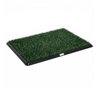 PawHut Toilette pour Chien avec 2 Tapis en Gazon Artificiel et Grille de Drainagec, Système Lavable, 63x50,5x3,5cm, Noir