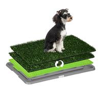 PawHut Toilette pour chien litière d'entraînement – 2 tapis gazon artificiel avec bac, 67 x 41 cm