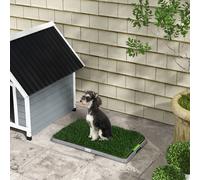 PawHut Toilette pour chiens avec gazon synthétique, herbe de rechange et plateau inférieur pour intérieur et extérieur, 67x41x3,5 cm