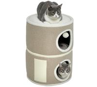 PawHut Tonneau à chat en sisal de 56 cm de haut avec grotte, arbre à chat, tour de chat, pour chat jusqu'à 5 kg, café
