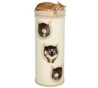 PawHut Tonneau à gratter 96 cm, Tour à griffer en sisal et Bord en Peluche, 3 Niveaux avec Plate-Forme, Arbre à Chat Stable pour Petits et Grands Chats, Parfait pour Griffes & Jeu, Ø 38 cm, crème