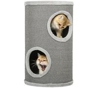 PawHut Tonneau à Gratter pour 1 à 2 Chat Ø 35 x 60 cm Gris Clair | Tour à Griffer, Arbre à Chat, 2 Couches en Sisal Naturel