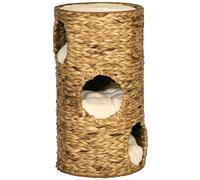 PawHut Tonneau à Gratter pour Chat 3 Niveaux Ø 40 x 73 cm Marron Clair