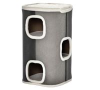 PawHut Tonneau à Gratter pour Chat 3 Niveaux 3 Zones 40 x 40 x 74 cm Gris
