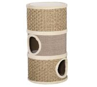 PawHut tonneau à gratter pour Chat Arbre à Chat sisal Naturel et herbiers Marins recouvert de Peluche 37,5 x 37,5 x 70 cm Kaki et Marron