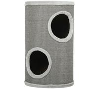 PawHut Tonneau à Gratter pour Chat, Tour à Griffer, Arbre à Chat à 2 Couches en Sisal Naturel, Ø35x60cm, Gris Clair