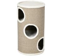 PawHut Tonneau à Gratter pour Chat, Tour à Griffer en Sisal à 3 Niveaux Recouvert de Peluche, Ø 38 x 70 cm, Marron