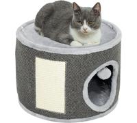 PawHut Tonneau à griffer, 30 cm de haut Tonneau pour chat avec grotte, arbre à chat, tour pour chat en sisal, pour chat jusqu'à 5 kg, blanc crème