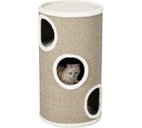 PawHut Tonneau à griffer, hauteur 70 cm, tonneau de jeu pour chats, 3 niveaux, arbre à chat avec 3 cavités, arbre à chat, tour à griffer en sisal, meuble pour chats, peluche
