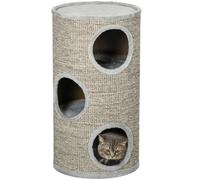 PawHut Kratztonne avec 3 niveaux, incl. surface de grattage en corde de sisal, tour à griffer pour chats, 38 cm x 38 cm x 70 cm, Gris clair
