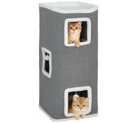 Pawhut Tour pour Chat 100 cm à 4 Niveaux, Arbre à Chat Stable avec Boules de Jeu, Plateforme supérieure et Bord en Peluche, Convient à Plusieurs Chats, pour Petits et Grands, Gris