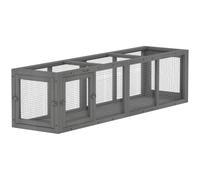 PawHut Tunnel à Chat Extérieur Extensible Chat & Chiot 150 cm Gris | Enclos de Jeu en Bois pour Chat, 3 Portes, Usage Intérieur et Extérieur