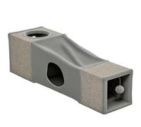 PawHut Tunnel pour chat pliable avec balle, grotte pour chat, tunnel bruissant, tunnel de jeu pour chat, 98 x 30 cm, marron + gris