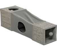 PawHut tunnel pour chats, jouet pour chats avec balle de jeu, grotte pour chats, tunnel de jeu pliable en sisal, design combiné, brun+gris, 98 x 30 x 30 cm