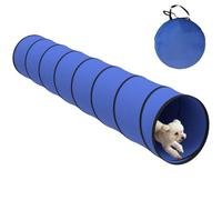 PawHut Tunnel pour Chien de Taille Moyenne, 300 x 50 cm, Bleu | Équipement d'agility extérieur résistant à la déchirure, tunnel de jeu pliable, sac de transport, 4 piquets de sol