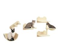 PawHut Wall Cat Climbing Rack 4 Piece Rack Set with Hammock Nest Scratching Post Jumping Platforms and Sisal Beige Sisal Post