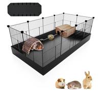 PAWING 12 panneaux de parc pour petits animaux avec tapis imperméable - Clôture en fil métallique durable pour cochons d'Inde, lapins, chatons, chiots, hamsters et hérissons - Cage intérieure et