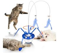 Pawingcat Jouets pour chats d'intérieur - Jouet automatique pour chat danseur - Jouet interactif pour chat avec plumes et ruban papillon - Baguette à l'herbe à chat - Jouets pour enrichissement des