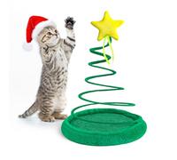 PAWISE Jouet pour chat Arbre de Noël Jouet de Taquinerie pour Intérieur Jouet Interactif Chat Jouet en Peluche avec Plaque à Ressort Spirale pour Chat