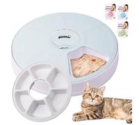 Pawise Mangeoire automatique pour chat, distributeur de nourriture programmable à 6 repas avec alerte sonore d'oiseau, fonctionne avec piles, sans BPA, jouet à collation en bonus, pour chats et petits