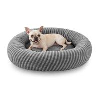 Pawk Panier Chien Rond, Panier Chat Donut Confortable, Lit Chien Lavable avec Fond Antidérapant, Paniers pour Chiens et Chats en Peluche Lmitation Lapin & Polaire Teddy, ø51 cm, Gris