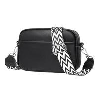 Pawleso Sac à Bandoulière Femme en Cuir Véritable - Style Vintage Carré avec Sangle Réglable - Noir/Blanc/Kaki - Pour Shopping, Voyage et Quotidien