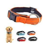 Pawliberation Collier magnétique pour chien, collier de traction réfléchissant et réglable en nylon pour animaux de compagnie, double couche, tissu respirant, doux rembourré et durable, orange
