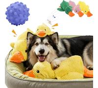Pawlove - Lot de 2 canards apaisants pour chien, jouet apaisant avec son charlatan, pour voyage, plage, parc, cour, chambre à coucher (jaune, taille L (45 x 38 cm)