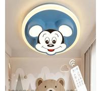 PAWLUN Plafonnier LED Enfant 50 cm avec Télécommande, Lustre Chambre Bébé/Fille/Garçon, 3 Températures 3000K/4000K/6000K, Design Souris Mignon, Mode Nuit, Protection Yeux Flicker-Free, Couleur Bleu