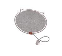 Pawmingle Cat Scratching Carpet Mat with Ball Toy - Natural Cotton Rope Dual Cat Scratch Pad for Couch & Wall Mount, Round Thick Non-Slip Bed Furniture Protector, Indoor Interactive Chew Rope Mat