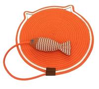 Pawmingle Cat Scratching Carpet Mat with Ball Toy - Natural Cotton Rope Dual Cat Scratch Pad for Couch & Wall Mount, Round Thick Non-Slip Bed Furniture Protector, Indoor Interactive Chew Rope Mat