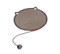 Pawmingle Cat Scratching Carpet Mat with Ball Toy - Natural Cotton Rope Dual Cat Scratch Pad for Couch & Wall Mount, Round Thick Non-Slip Bed Furniture Protector, Indoor Interactive Chew Rope Mat
