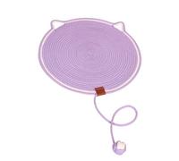 Pawmingle Cat Scratching Carpet Mat with Ball Toy - Natural Cotton Rope Dual Cat Scratch Pad for Couch & Wall Mount, Round Thick Non-Slip Bed Furniture Protector, Indoor Interactive Chew Rope Mat