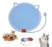 Pawmingle Cat Scratching Carpet Mat with Ball Toy - Natural Cotton Rope Dual Cat Scratch Pad for Couch & Wall Mount, Round Thick Non-Slip Bed Furniture Protector, Indoor Interactive Chew Rope Mat