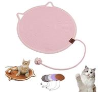 Pawmingle Cat Scratching Carpet Mat with Ball Toy - Natural Cotton Rope Dual Cat Scratch Pad for Couch & Wall Mount, Round Thick Non-Slip Bed Furniture Protector, Indoor Interactive Chew Rope Mat