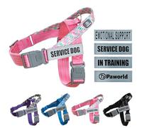 Paworld Harnais pour Chien de Travail, Harnais pour Chien, 4 Patchs Réfléchissants, Harnais Réglable avec Poignée, Respirant, Harnais Chiens pour Entraînement et Équipement de Course (Rose, S)