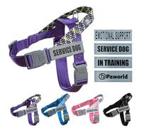 Paworld Harnais pour Chien de Travail, Harnais pour Chien, 4 Patchs Réfléchissants, Harnais Réglable avec Poignée, Respirant, Harnais Chiens pour Entraînement et Équipement de Course (Violet, S)