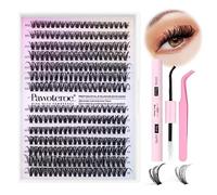 Pawotence Kit d'extension de cils individuels, 280 pièces avec colle et scellant pour cils et pince à cils pour une application chez soi (30D et 40D, 0,07D, 9 à 16 mm, kit)