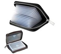 pawpoem Porte Cartes pour Homme et Femme, PU Similicuir Porte-Cartes Cuir, Étui Carte avec 20 Fentes Transparentes, Range Carte Compact et Pochette Carte Multifonction pour Banque et Affaires