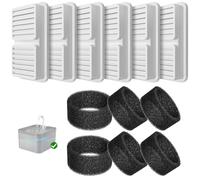 PawPoll Filtres de Fontaine a Eau Chat, 6 PCS Filtres + 6 PCS Éponges de Fontaine Eau Chat