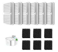 PawPoll Filtres pour Fontaine à Chat, 6 Filtres et 6 Éponge pour 3,2L Fontaine a Eau Chat sans Fil