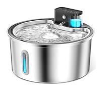 PawPoll Fontaine a Eau Chat sans Fil 3,2L avec Batterie 4200mAh, Detecteur de Mouvement, INOX Fontaine à Eau pour Chat Silencieuse avec LED