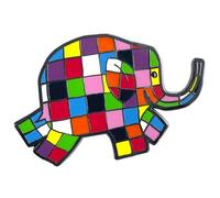 Pawprint Family | Badge émaillé Elmer Running Right | Produit officiel David McKee's Elmer the Patchwork Elephant, Nickel, Nickel, Nickel