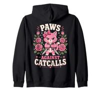 Paws Against Catcalls Chat Rose féroce Art Floral féministe Sweat à Capuche