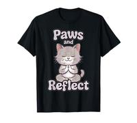 Paws and Reflect Chat Drôle Yoga Méditation Yoga Humour Animal T-Shirt