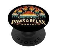 Paws and Relax Patte de Chien Vintage Motif Animal de pin PopSockets PopGrip Adhésif