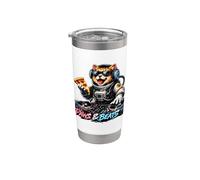 Paws & Beats DJ Cat, ambiance de fête pour les amateurs de musique Gobelet isotherme en acier inoxydable double paroi