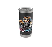 Paws & Beats DJ Cat, ambiance de fête pour les amateurs de musique Gobelet isotherme en acier inoxydable double paroi